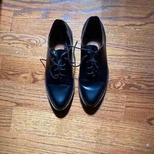 John Fluevog Black Leather Oxfords